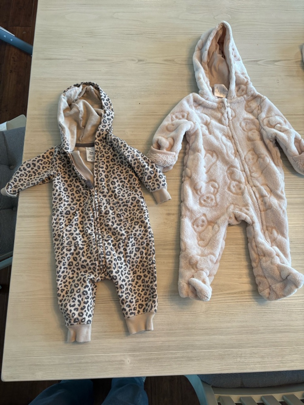 Carter's Plush Hooded Baby One-Piece Set in Leopard and Light Beige